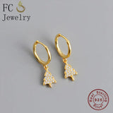 925 Silver Life Tree Pendant Hoop Earrings