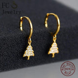 925 Silver Life Tree Pendant Hoop Earrings