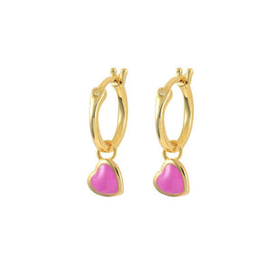 Enamel Heart Pendant Silver Drop Earrings Women Dangle Fine Jewelry