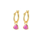 Enamel Heart Pendant Silver Drop Earrings Women Dangle Fine Jewelry