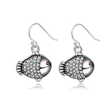 Zircon Inlaid 925 Silver Fish Earrings for Women