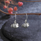 Zircon Inlaid 925 Silver Fish Earrings for Women