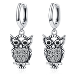Sterling Silver Owl Drop Earrings