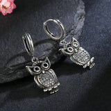 Sterling Silver Owl Drop Earrings