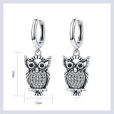 Sterling Silver Owl Drop Earrings