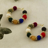 Strass Velvet Figured Ring Earrings