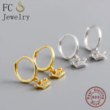 925 Silver Princess Crown CZ Pendant Hoop Earring for Women