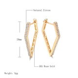 Natural Zircon Dangle Earrings 585 Rose Geometry Glossy Women Fine Jewelry
