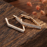 Natural Zircon Dangle Earrings 585 Rose Geometry Glossy Women Fine Jewelry