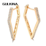 Natural Zircon Dangle Earrings 585 Rose Geometry Glossy Women Fine Jewelry