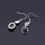 925 Silver Sandstone Oval Drop Earrings Vintage Jewelry