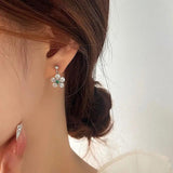 Zircon Flower Stud Earrings 925 Sterling Silver Wedding Jewelry
