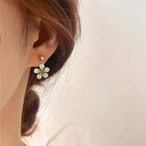 Zircon Flower Stud Earrings 925 Sterling Silver Wedding Jewelry
