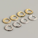 Dainty 14K Crystal Diamond Hoop Earrings for Women