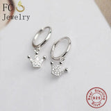925 Silver Crown Zirconia Hoop Earrings for Women