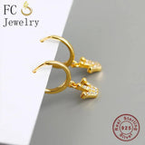 925 Silver Crown Zirconia Hoop Earrings for Women