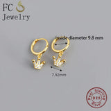 925 Silver Crown Zirconia Hoop Earrings for Women