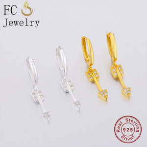 925 Silver Rock Arrow Zircon Bead Piercing Hoop Earring