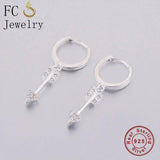 925 Silver Rock Arrow Zircon Bead Piercing Hoop Earring