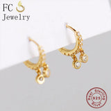 925 Silver Bell Shape Zirconia Hoop Earrings