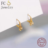 925 Silver Bell Shape Zirconia Hoop Earrings