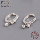 925 Silver Bell Shape Zirconia Hoop Earrings
