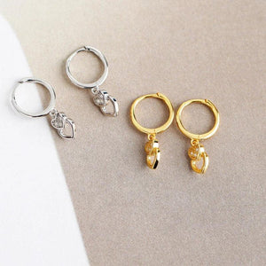 925 Silver Circle Heart Lock Hoop Earrings Women's Brinco