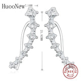 925 Silver Punk Geometric Circle CZ Stud Ear Cuff for Valentine