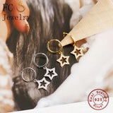 925 Silver Star Zirconia Pendant Ear Piercing Hoop Earring