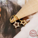 925 Silver Star Zirconia Pendant Ear Piercing Hoop Earring