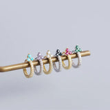 925 Silver Pave Crystals Diamond Zircon Hoop Earrings