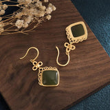Hotan Jade Earrings for Women Vintage Jewelry