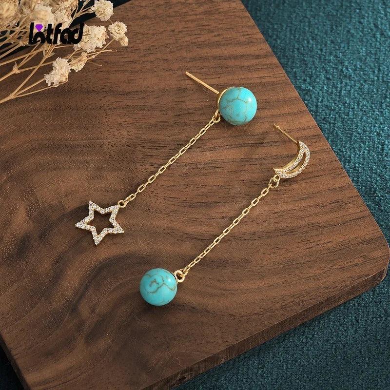 Turquoise Tassel Earrings Retro Style Jewelry Gift
