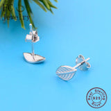 925 Silver Leaf Stud Earring Women Party Pendientes