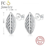 925 Silver Leaf Stud Earring Women Party Pendientes
