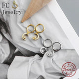 925 Sterling Silver Moon Star Hoop Earring with Zirconia for Women
