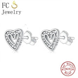925 Silver Heart Zirconia Stud Earring for Women