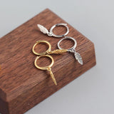 925 Silver Leaves Feather Drops Hoop Earrings for Women Birthday Gift