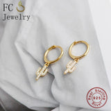 925 Silver Small Cactus Zirconia Hoop Earring For Women