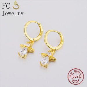 925 Silver Cross Zirconia Bead Pendant & Piercing Hoop Earring Set