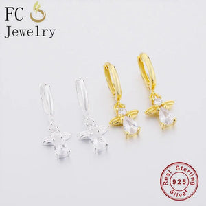 925 Silver Cross Zirconia Bead Pendant & Piercing Hoop Earring Set