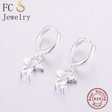 925 Silver Cross Zirconia Bead Pendant & Piercing Hoop Earring Set