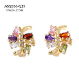 Crystal Hoop Earrings for Women, Plated Novelty Jewelry