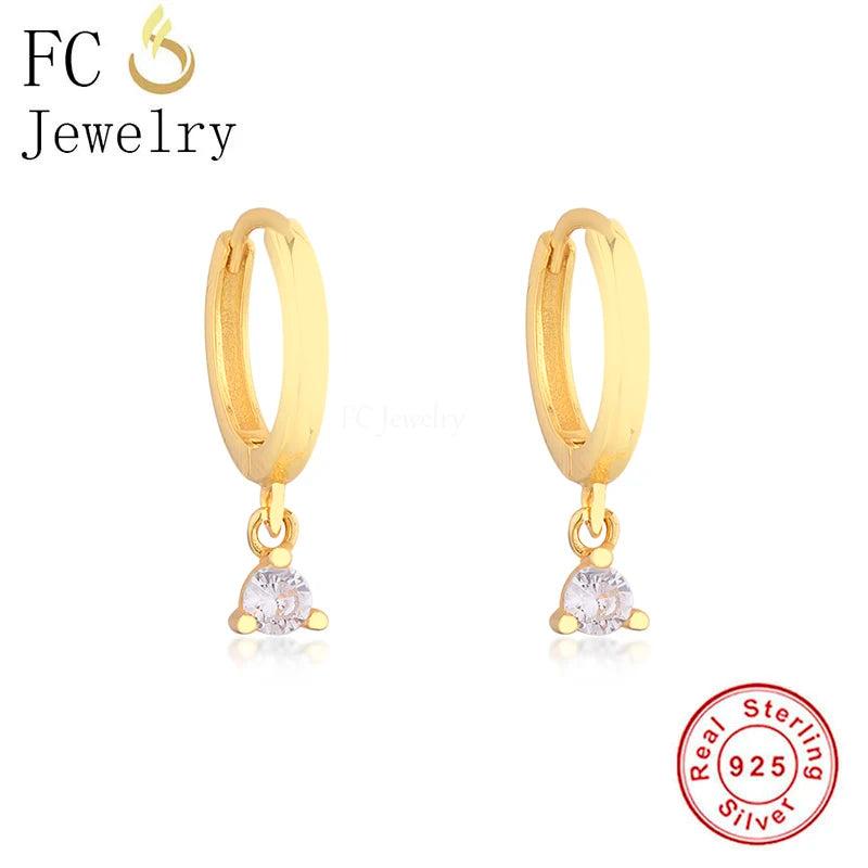 925 Silver Mini Zirconia Hoop Earring - Geometric Ear Piercing Orecchini
