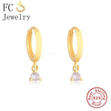 925 Silver Mini Zirconia Hoop Earring - Geometric Ear Piercing Orecchini