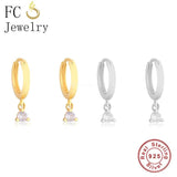 925 Silver Mini Zirconia Hoop Earring - Geometric Ear Piercing Orecchini