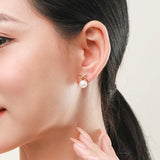 Grace 925 Silver Cross Pearl Stud Earrings Women Kids Jewelry