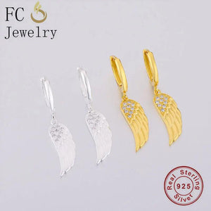 925 Silver Angel Wings Zirconia Hoop Earring for Women