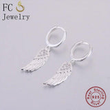925 Silver Angel Wings Zirconia Hoop Earring for Women