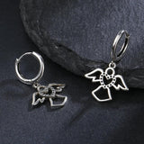 925 Silver Heart Angel Hoop Earrings Women Jewelry Gift